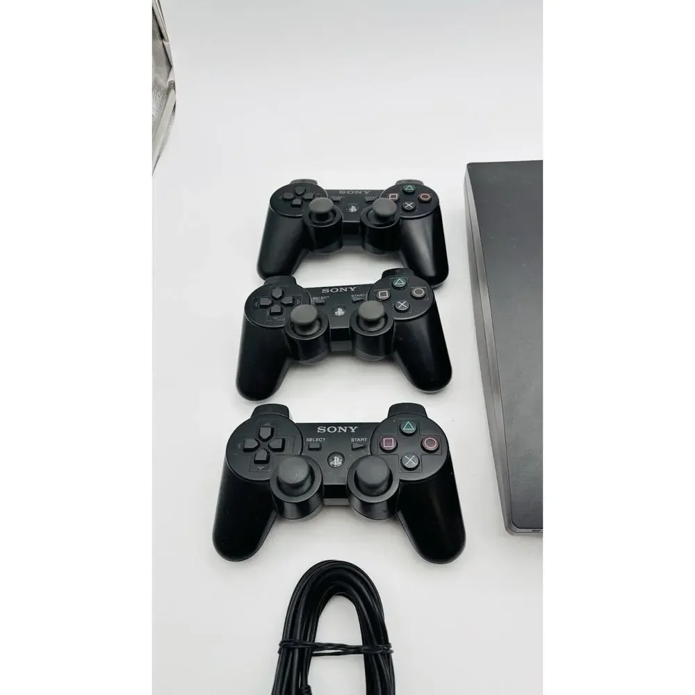 Sony PlayStation 3 PS3 Slim 320GB Console CECH-3001B Tested Works 3 Controllers
